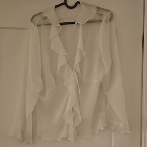 Elegant White Ruffle Blouse